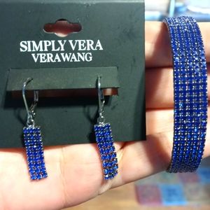 Simply Vera Wang earrings & bracelet set NWT cobalt blue